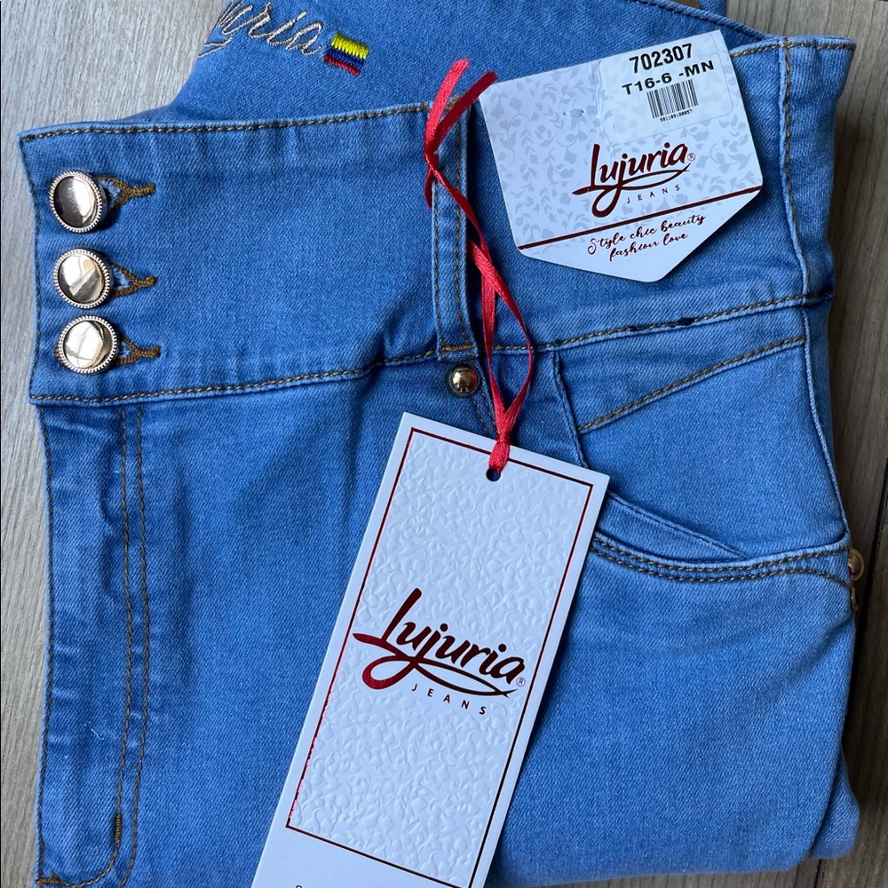 🇨🇴LUJURIA JEANS, Butt Lifter Rhinestone Colombian Skinny Push Up Jean - Picture 8 of 11